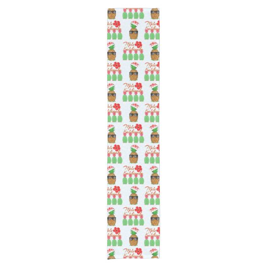 Chemin De Table Court Mele Kalikimaka Hawaiian Pineappy Joyeux Noël (Devant)