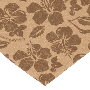Chemin De Table Court Mele Kalikimaka Vintage Pareau Hibiscus hawaïen