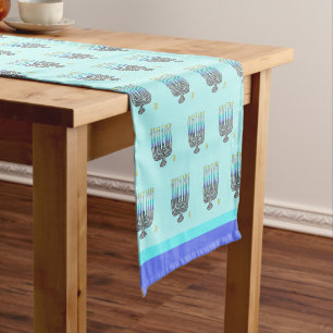 Chemin De Table Court Menorahs Whimsical 14" X 72" Table Runner