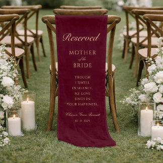 Chemin De Table Court Mère de la mariée réservée Mémorial de mariage rou