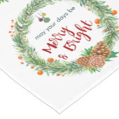 Chemin De Table Court Merry & Bright Christmas Wreath (Coin)