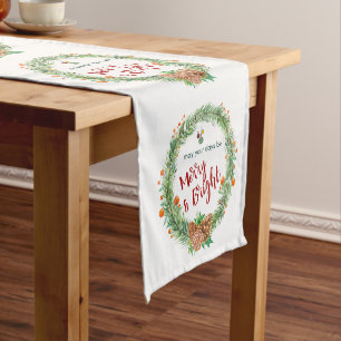 Chemin De Table Court Merry & Bright Christmas Wreath