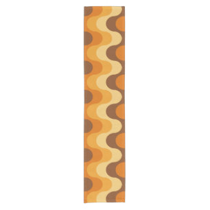 Chemin De Table Court Mi-siècle Moderne des années 1970 Wavy Stripe Moti