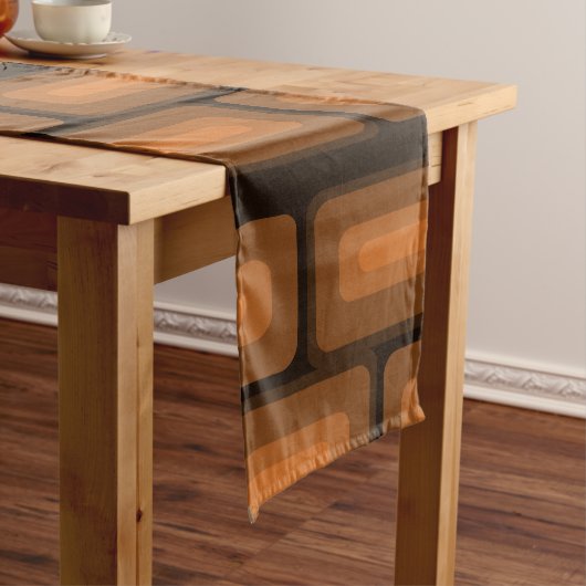 Chemin De Table Court Mi-Siècle Moderne Long Rectangles Brûlé Orange (In Situ)