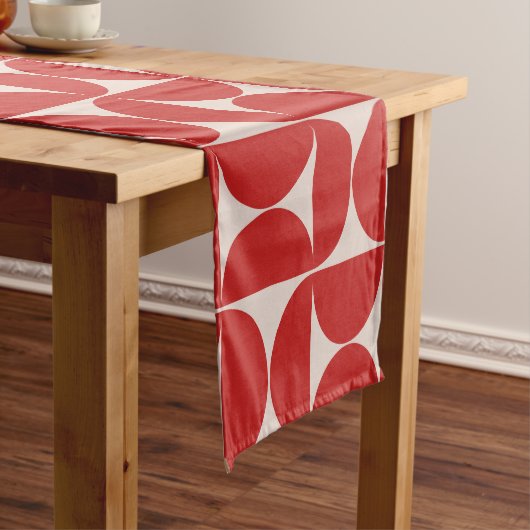 Chemin De Table Court Mi-siècle moderne Motif Abstrait Rouge (In Situ)