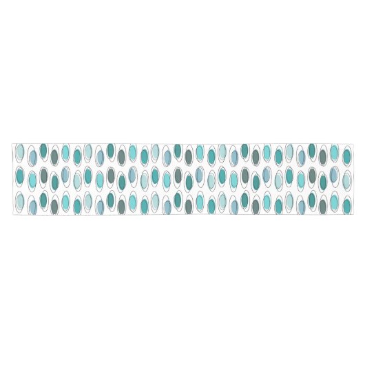Chemin De Table Court Mi-Siècle Moderne Ovals Scribbles Turquoise (Horizontal)