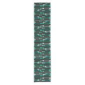 Chemin De Table Court Mi-siècle Retro Flat Rocks Noir Turquoise (Devant)
