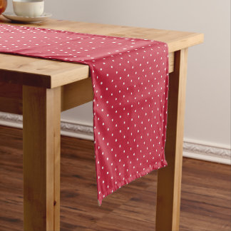 Chemin De Table Court Micro pois blanc - Rouge Cerise