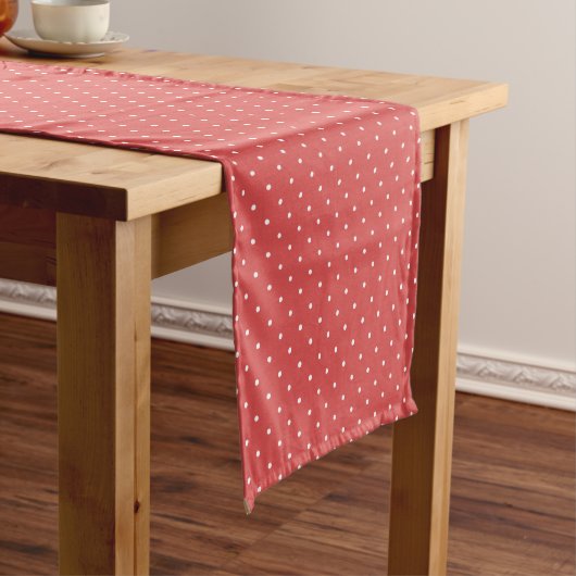 Chemin De Table Court Micro pois blanc - Rouge corail (In Situ)