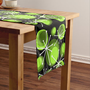Chemin De Table Court Mid Century Circles Starburts Chartreuse