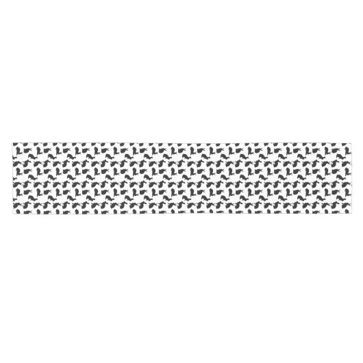 Chemin De Table Court Minimal Black And White Rabbit Pattern Cute Easter (Horizontal)
