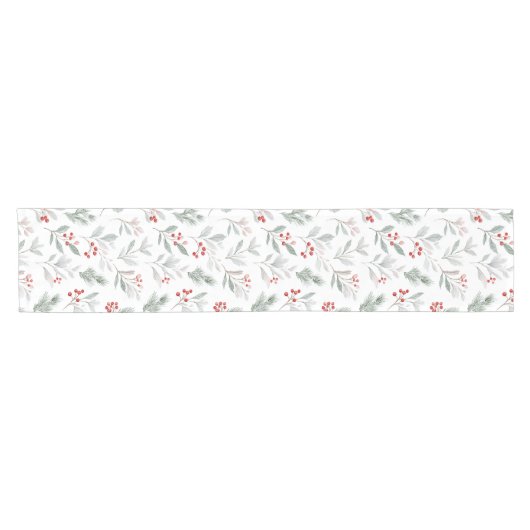 Chemin De Table Court Mistletoe and Holly Berries Pattern (Horizontal)