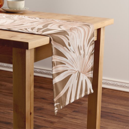 Chemin De Table Court Mocha Boho Tropical feuille design runner (In Situ)