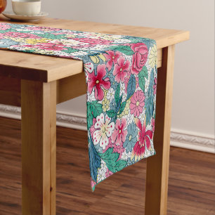 Chemin De Table Court Modèle floral chinois coloré