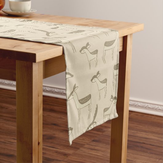 Chemin De Table Court Modern Deer Illustration Beige Pattern (In Situ)
