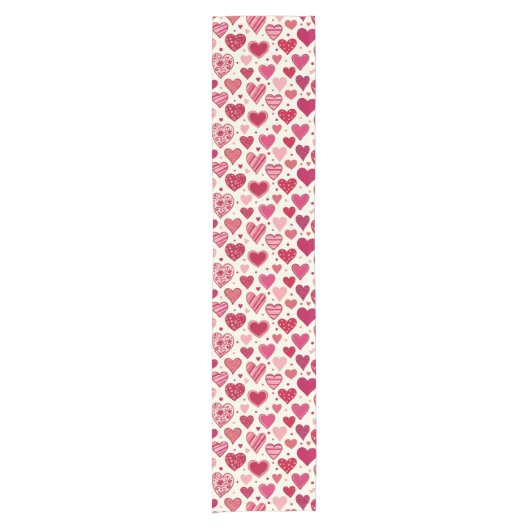 Chemin De Table Court Modern Red & Pink Hearts Pattern (Devant)