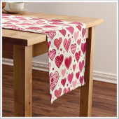 Chemin De Table Court Modern Red & Pink Hearts Pattern