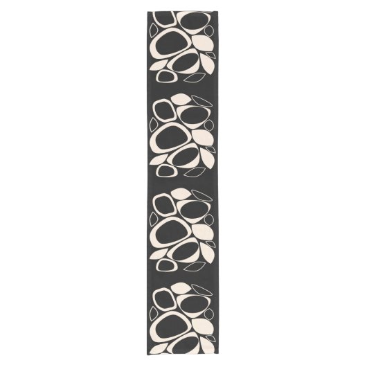 Chemin De Table Court Modern Stylish Black Cream Abstract Pattern (Devant)