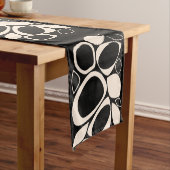 Chemin De Table Court Modern Stylish Black Cream Abstract Pattern (In Situ)