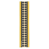 Chemin De Table Court Modern yellow  beige &black dots monogram name (Devant)