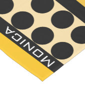 Chemin De Table Court Modern yellow  beige &black dots monogram name (Coin)