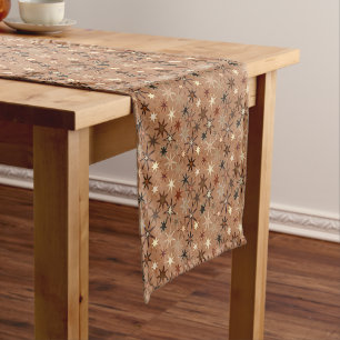Chemin De Table Court Moderne Starburst Print, Café Brown et beige
