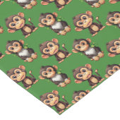 Chemin De Table Court Monkey Pattern Design Green  (Coin)