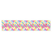 Chemin De Table Court Monogram Rainbow Diagonal Lines Pattern Pop Art (Horizontal)
