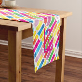Chemin De Table Court Monogram Rainbow Diagonal Lines Pattern Pop Art (In Situ)