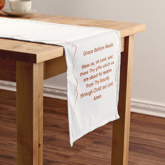 Chemin De Table Court Monogrammé avec la bénédiction catholique