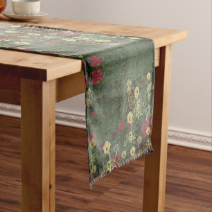 Chemin De Table Court Monogramme de ménagerie fleur sauvage