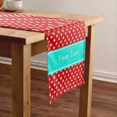 Chemin De Table Court Monogramme de ruban d'aqua blanc rouge (In Situ)