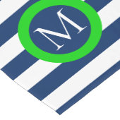 Chemin De Table Court Monogramme de très bon goût de rayure de bleu (Coin)