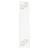 Chemin De Table Court Monogramme d'or Élégant Vert moderne Courte Courte (Devant)