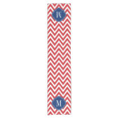 Chemin De Table Court Monogramme rouge blanc et bleu Chevron (Devant)