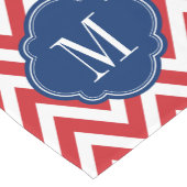 Chemin De Table Court Monogramme rouge blanc et bleu Chevron (Coin)