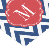 Chemin De Table Court Monogramme rouge blanc et bleu Chevron (Coin)