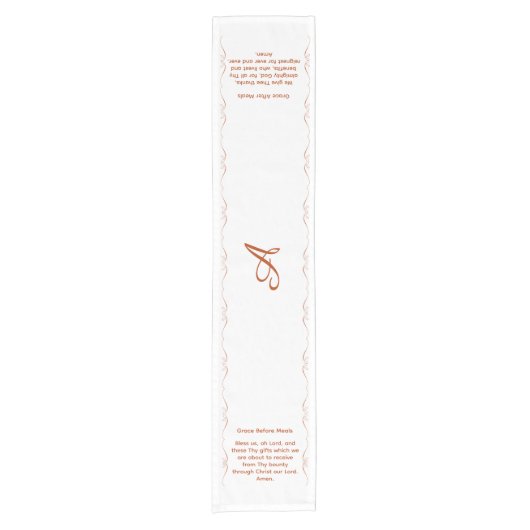 Chemin De Table Court Monogrammed with Catholic Blessing (Devant)