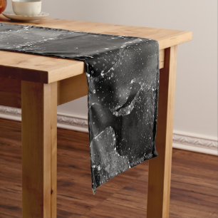 Chemin De Table Court Moody Agate Onyx Black Silver Vampy Goth Parties