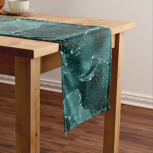 Chemin De Table Court Moody Agate Turquoise Vert Malachite Riche Joyau