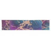 Chemin De Table Court Moody Luxe Marble | Profond violet et Turquoise or (Horizontal)