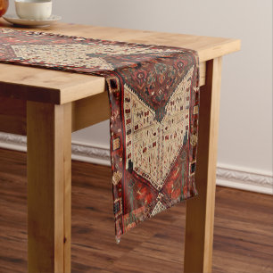 Chemin De Table Court Moquette orientale motif en orange et crème