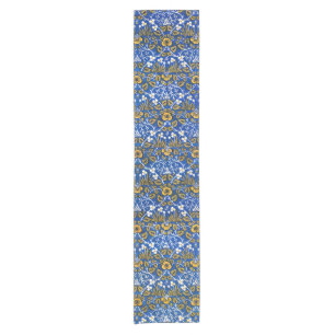 Chemin De Table Court Morris Vintage 1882 Motif Arrière - plan bleu