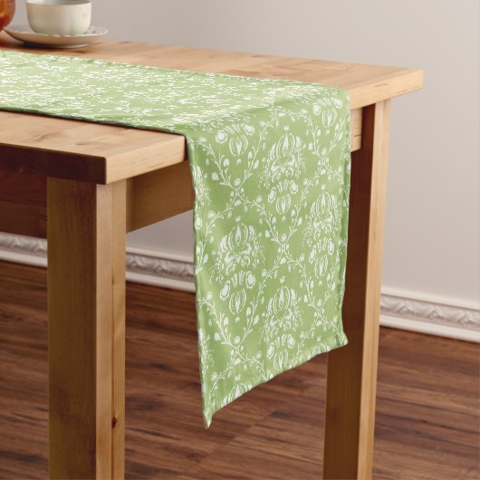 Chemin De Table Court Moss Green Damask (In Situ)