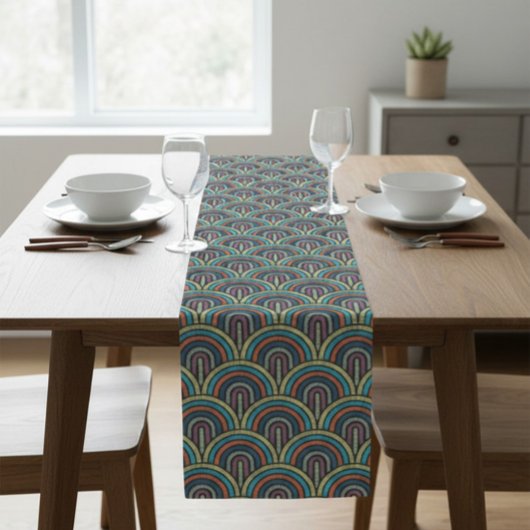 Chemin De Table Court Moteur de table Motif Retro Brodery Arc
