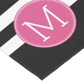 Chemin De Table Court Motif à rayures noir et blanc Monogramme rose chau (Coin)