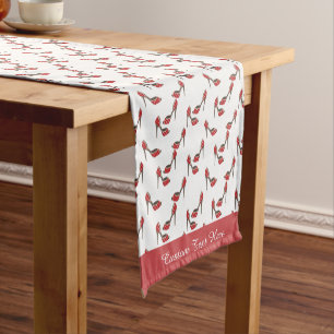 Chemin De Table Court Motif à talon élevé de Polka rouge rétro