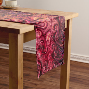 Chemin De Table Court Motif Abstrait de spirale carmin bordeaux coloré