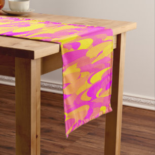 Chemin De Table Court Motif Abstrait rose jaune orange