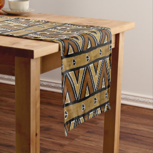 Chemin De Table Court Motif africain contemporain en tissu de boue